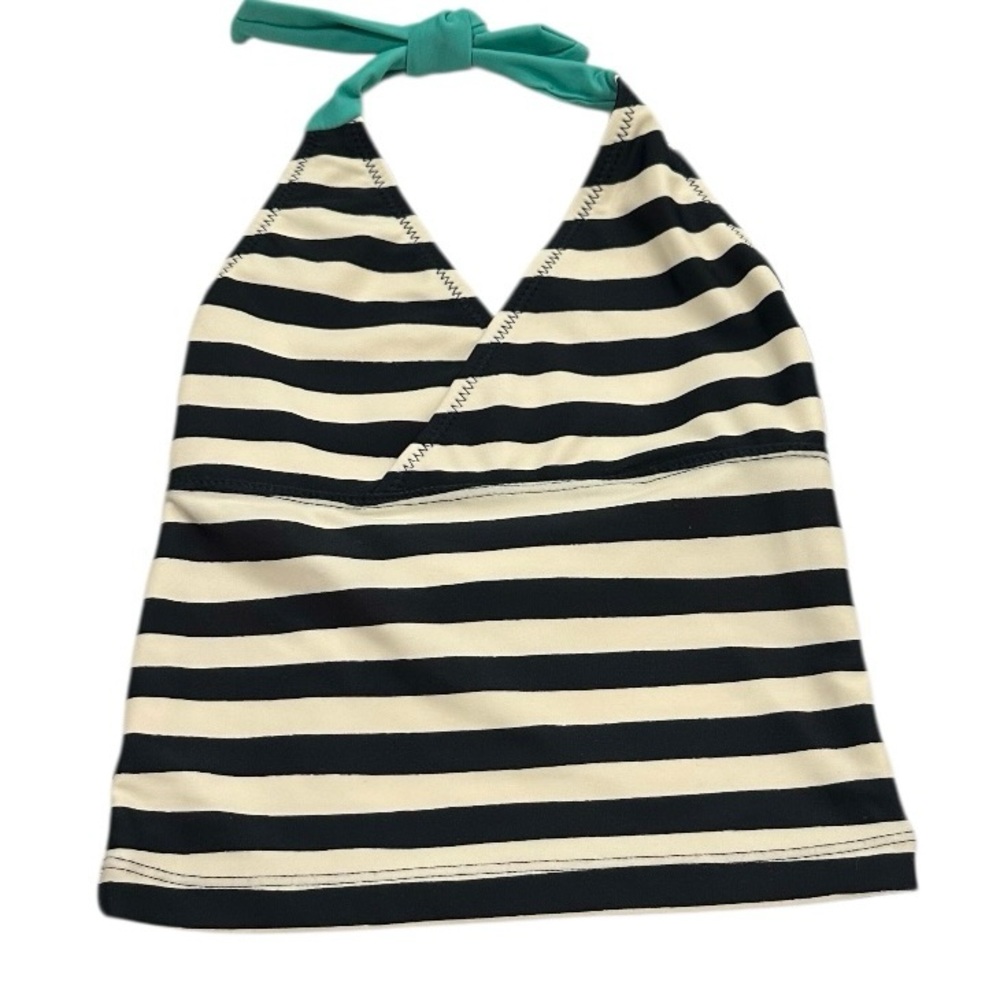 Tea Sz 5 Striped Halter Swim Top - Black and Cream
